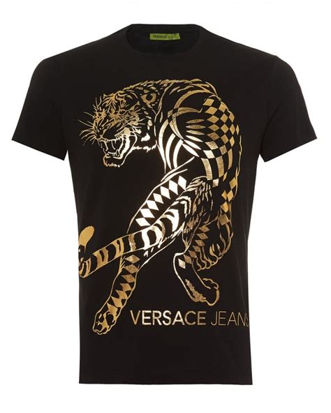 versace jeans langärmliges shirt in schwarz mit tiger-print|Versace Jeans couture.